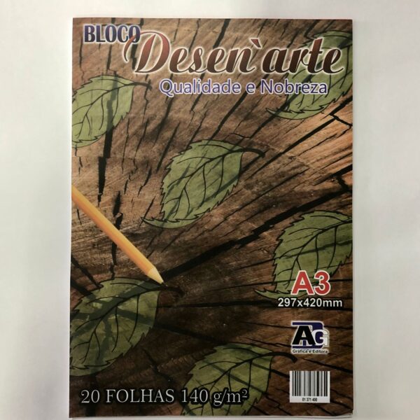 BLOCO ADG A3 DESENHO BRANCO 297X420 140G 20FLS