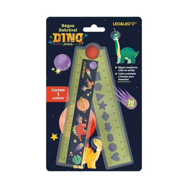 REGUA LEO 15/30CM DOBRÁVEL DINO