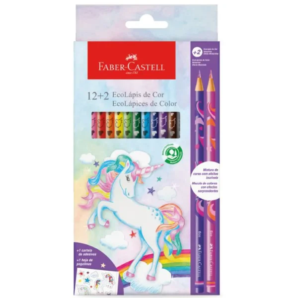 LÁPIS F.CASTELL COLEÇÃO UNICORNIO 12+2 CORES